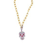 Ashley Gold Stainless Steel Gold Plated Link Colorful CZ Skull Pendant Necklace