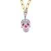 Ashley Gold Stainless Steel Gold Plated Link Colorful CZ Skull Pendant Necklace