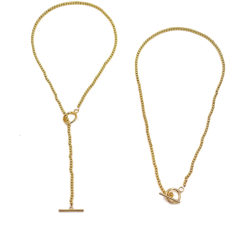 Ashley Gold Stainless Steel Gold Plated Adjustable Lariat Necklace