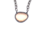 Ashley Gold Stainless Steel CZ Bezel Peach Cats Eye Necklace