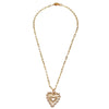 Ashley Gold Stainless Steel Open Lace Heart CZ Drop Necklace