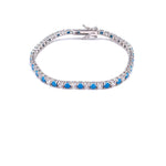 Ashley Gold Sterling Silver CZ And Turquoise Tennis Bracelet