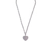 Ashley Gold Stainless Steel Link Drop CZ Design Heart Necklace