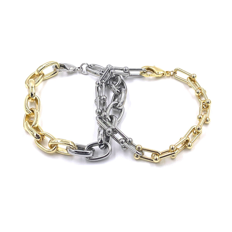 Ashley Gold Stainless Steel Mixed Metal Bracelet - 2 Options