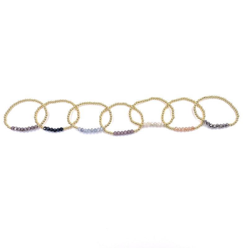 Ashley Gold Stainless Steel Gold Plated Stretch Ball Faceted Colored Bracelets