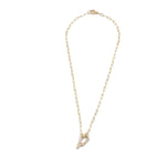 Ashley Gold Stainless Steel Gold Plated CZ Encrusted Bolt Lock Necklace
