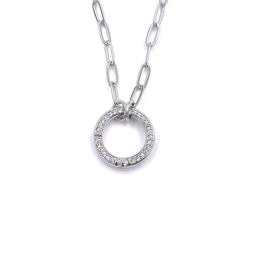 Ashley Gold Stainless Steel CZ Circle Lock Necklace