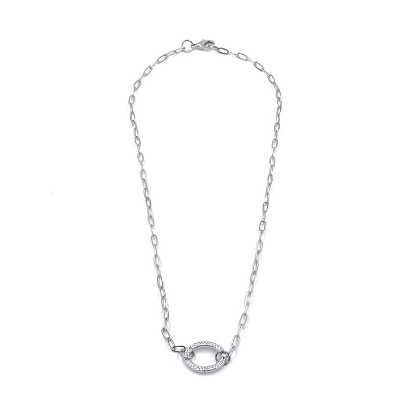 Ashley Gold Stainless Steel Oval CZ Lock Necklace