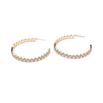 Ashley Gold Sterling Silver Zig Zag Gold Plated CZ Hoops